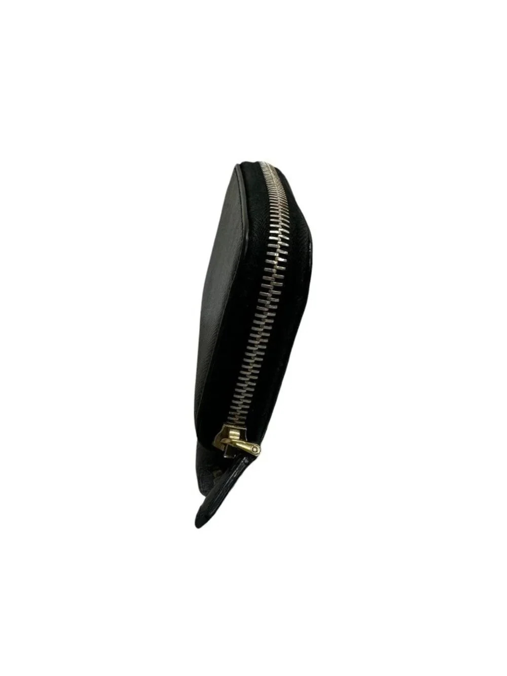Prada Saffiano Black Gold Leather Coin Case